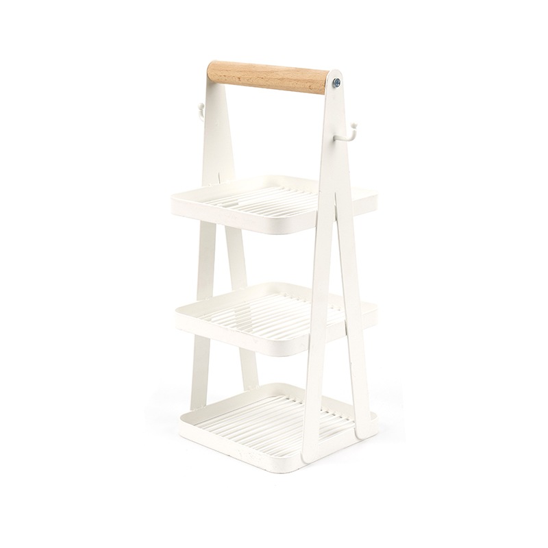 prijenosna košara za pohranu 3 slojna drvena ručka