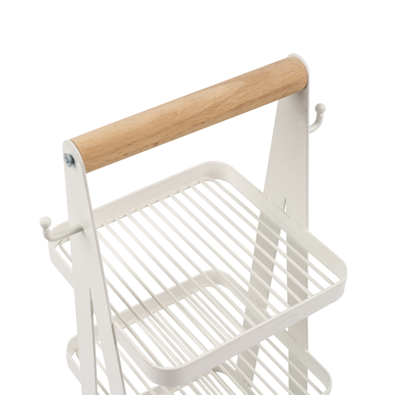 prijenosna košara za pohranu 3 slojna drvena ručka