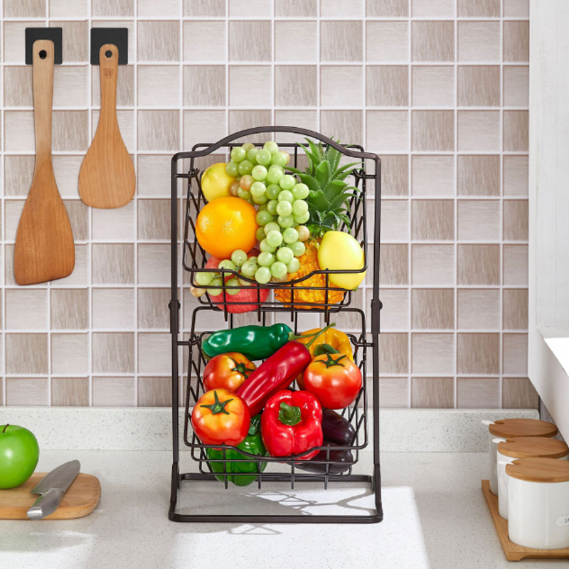 Dvoslojna metalna košara za voće za kuhinjski pult